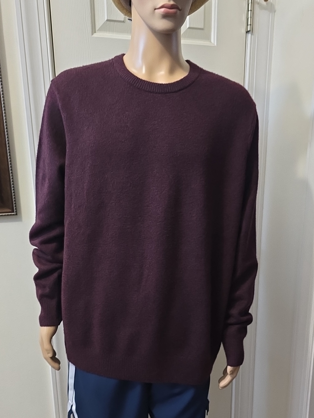 SONOMA BRAND MEN'S BIG & TALL BURGUNDY PULLOVER CREWNECK SWEATER SIZE XXL